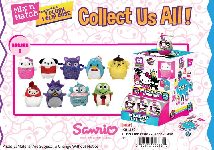 Glitter Cutie Beans- 3" Sanrio Characters Series 2