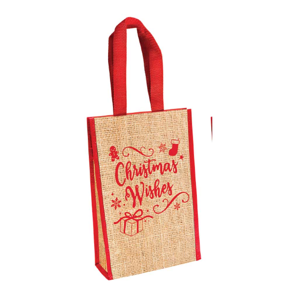 12.5IN x 8.5IN x 4IN - CHRISTMAS WISHES PRINT TOTE