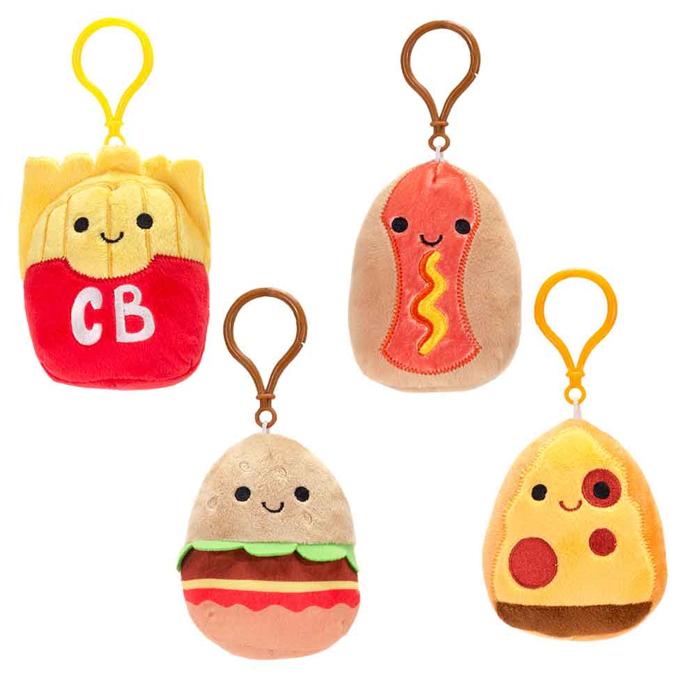 CB KEY CLIPS - 4IN FOODIES-FRENCH FRY, HOT DOG, PIZZA, HAMBURGER - Fiesta  Toy