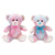 8IN SITTING TIE DYE BEAR WITH 2 ASST. RIBBON PINK AND BLUE