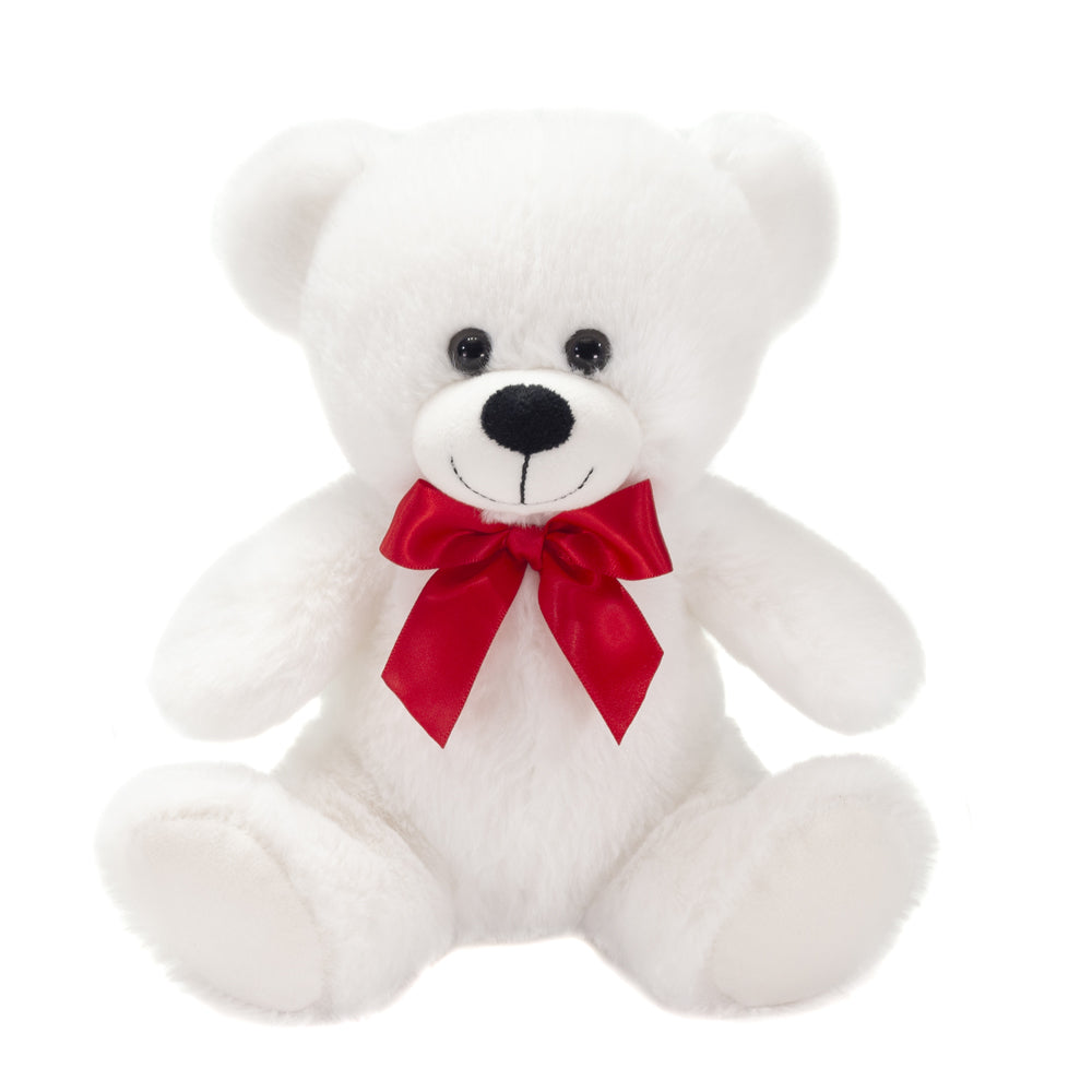 8IN SITTING BEAR WITH RED BOW