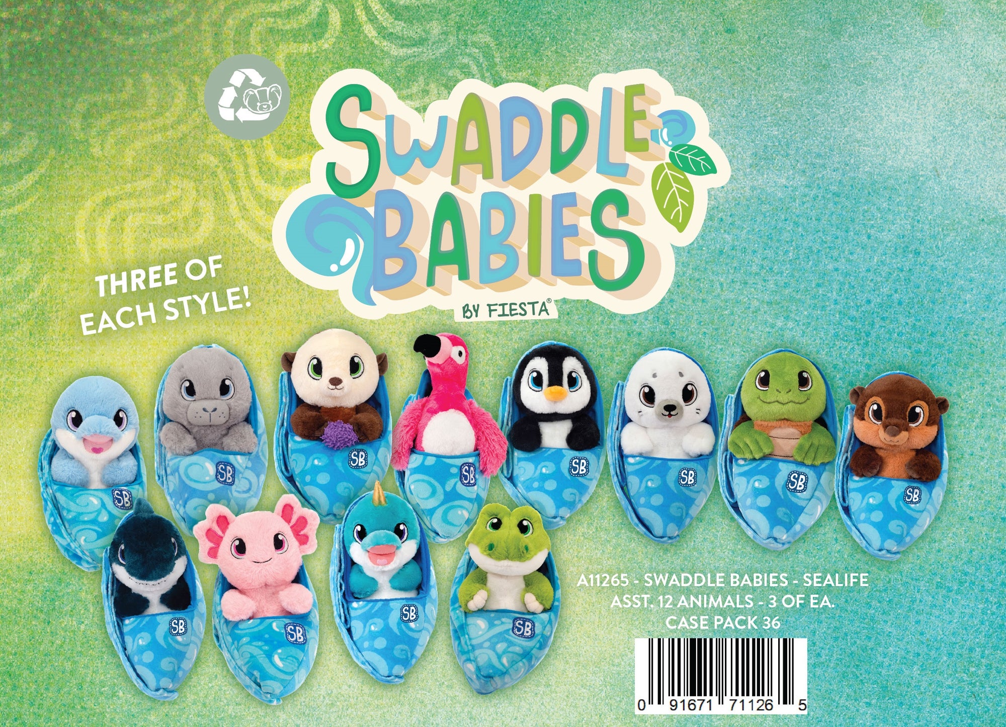 SWADDLE BABIES -SEALIFE ASST. 12 ANIMALS