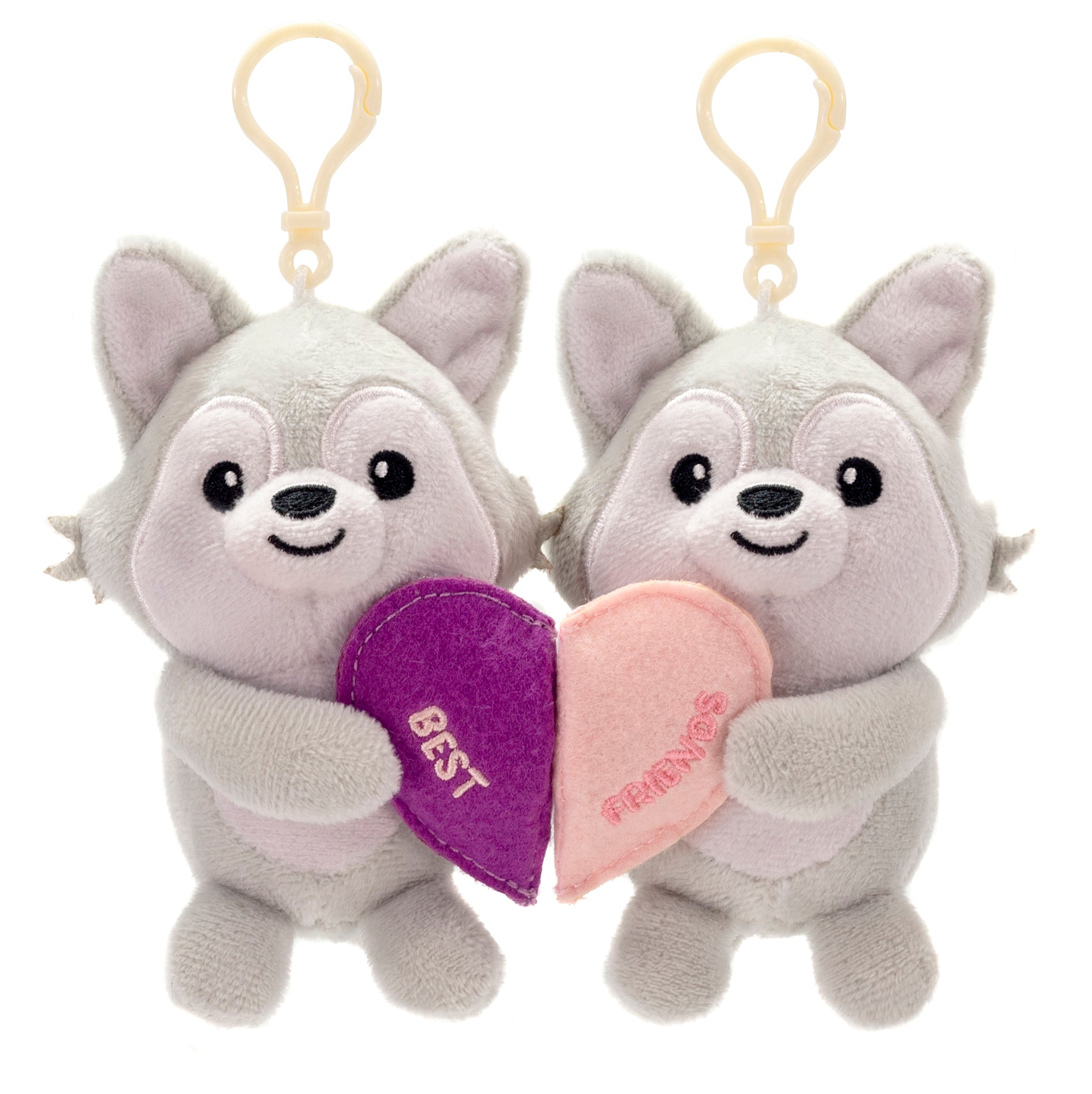 BESTIES - 5IN H WOLVES WITH MAGNET HEART