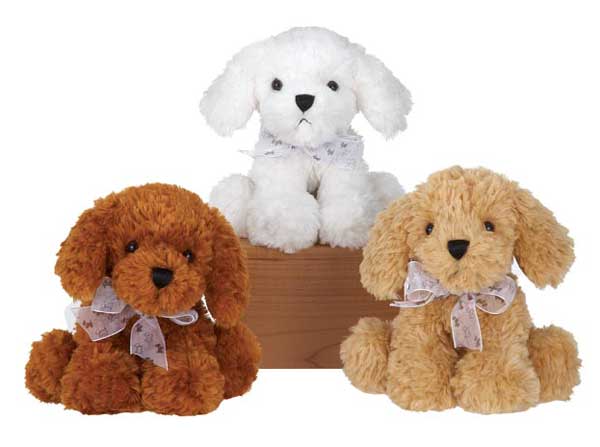 7IN 3 ASST. BB DOGS WITH PRINTED ORGANZA RIBBON