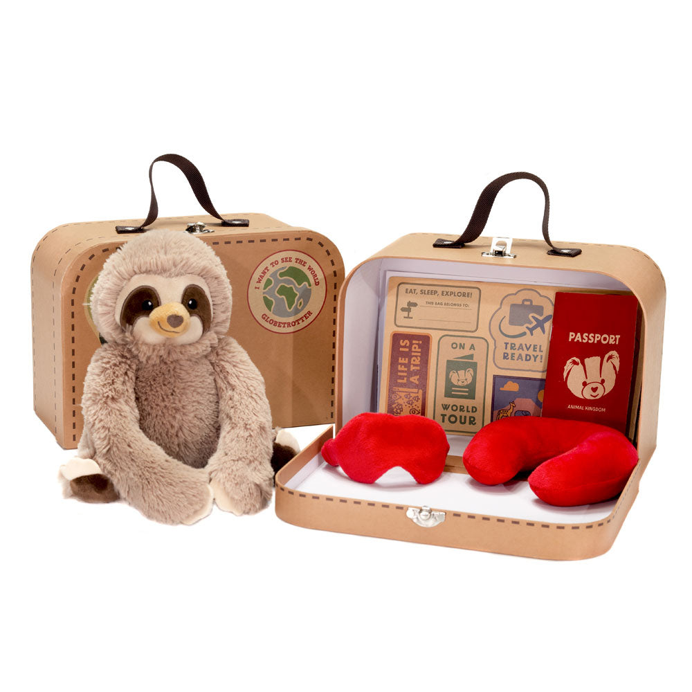 SUITCASE ANIMAL - 9.5IN W X 3.5IN L X 6.5IN H WITH SLOTH (A09033)