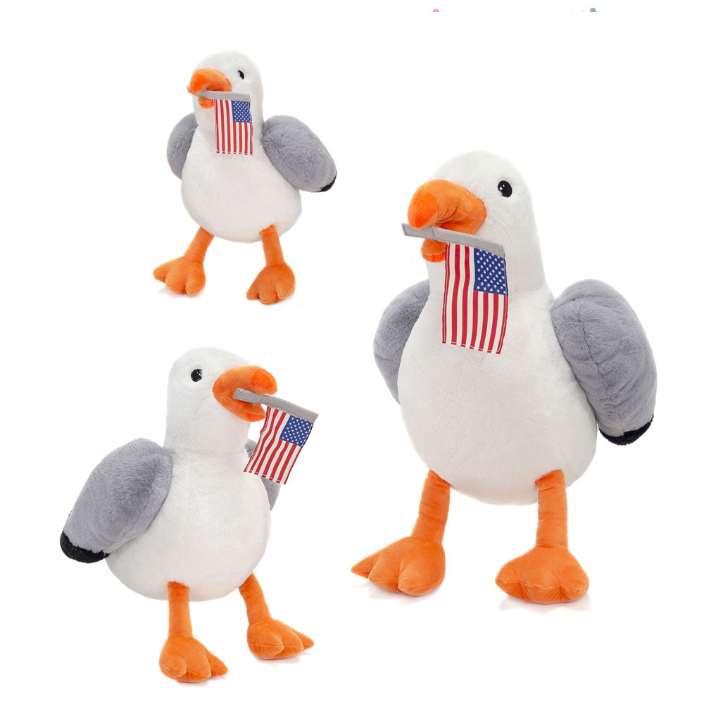 10IN SEAGULL WITH AMERICAN FLAG