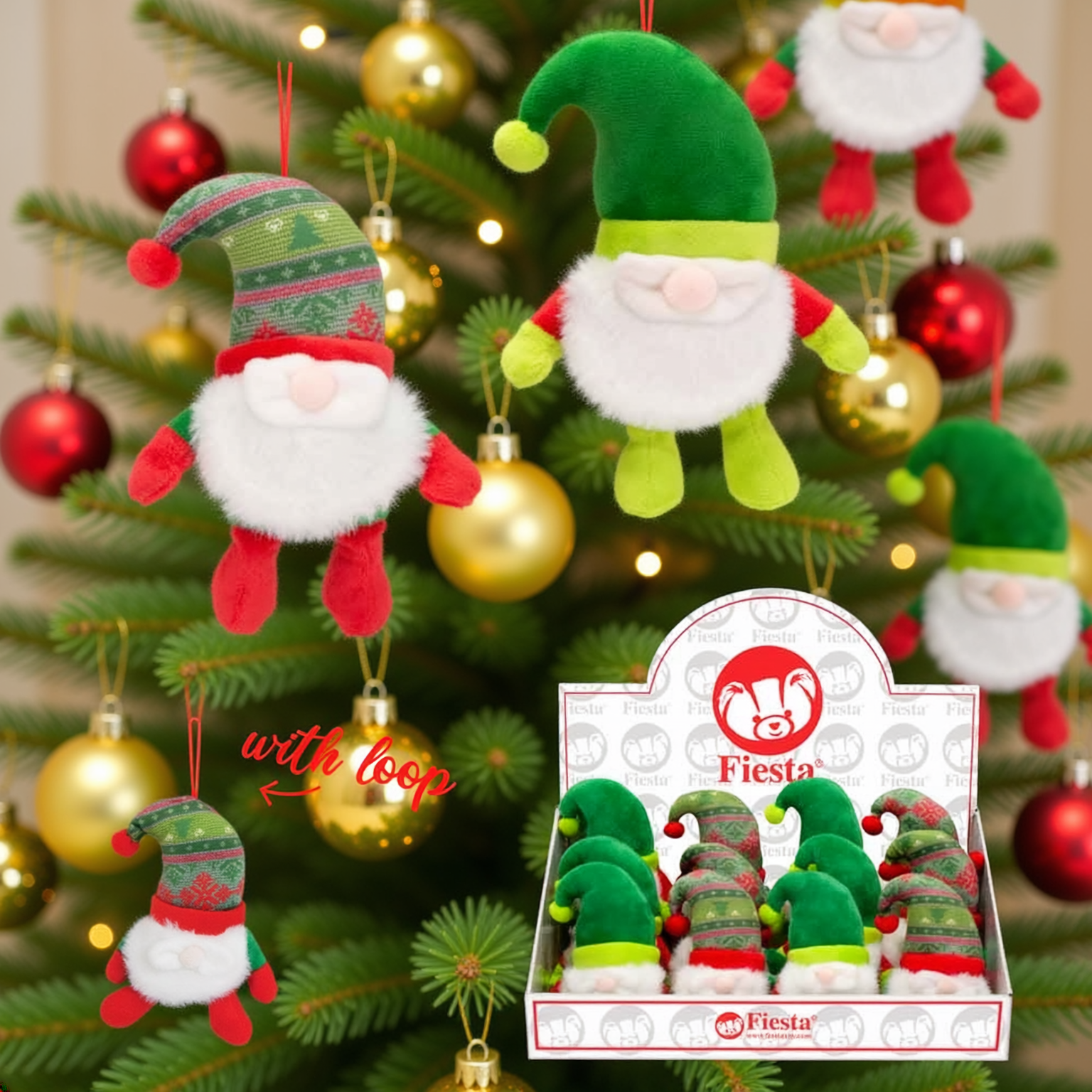 6" Xmas Gnomes with Hanging Loop