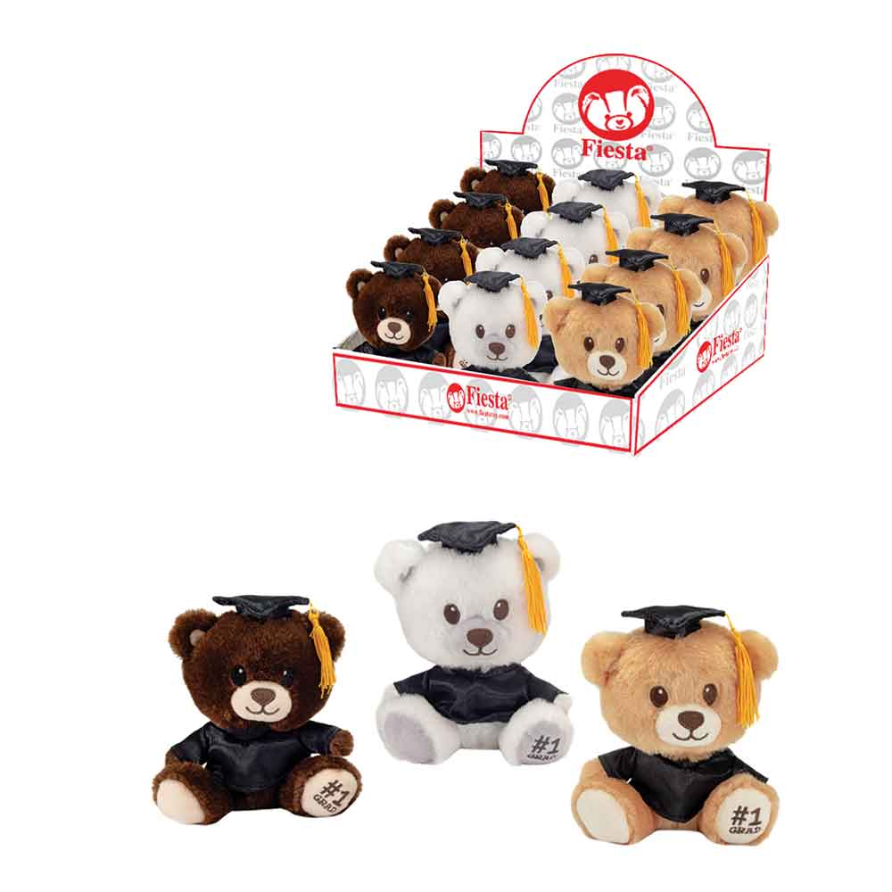 6IN 3ASST. GRAD. BEARS IN PDQ WITH GRAD-WHITE, BROWN OR BEIGE
