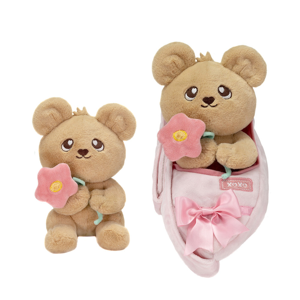 SWADDLE BABIES - 8.5IN BEAR HOLDING FLOWER IN SLING