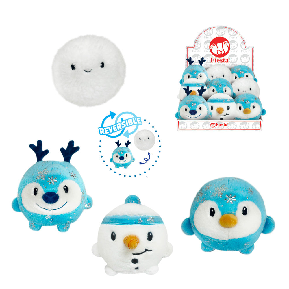 REVERSIBLE - 3 ASST. 4IN H BLUE REINDEER, SNOWMAN OR PENGUIN
