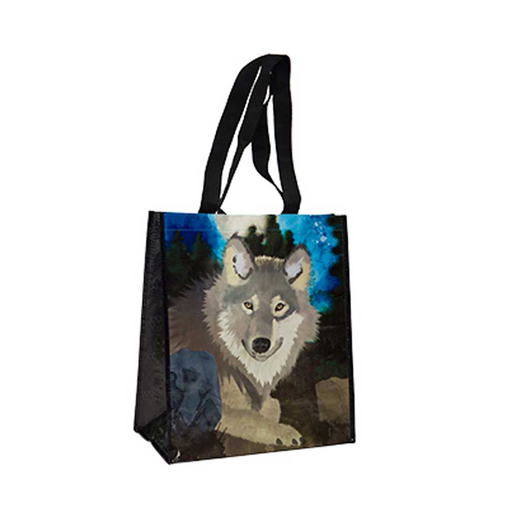 Wolf Recycled Watercolor Tote Bag