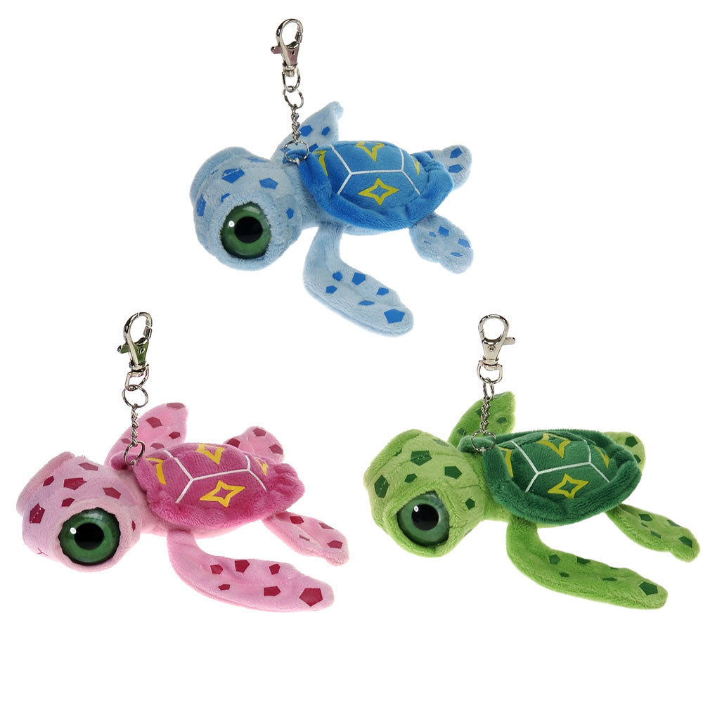 6" BIG EYED SEA TURTLE -KEYCHAIN- PINK, BLUE OR GREEN