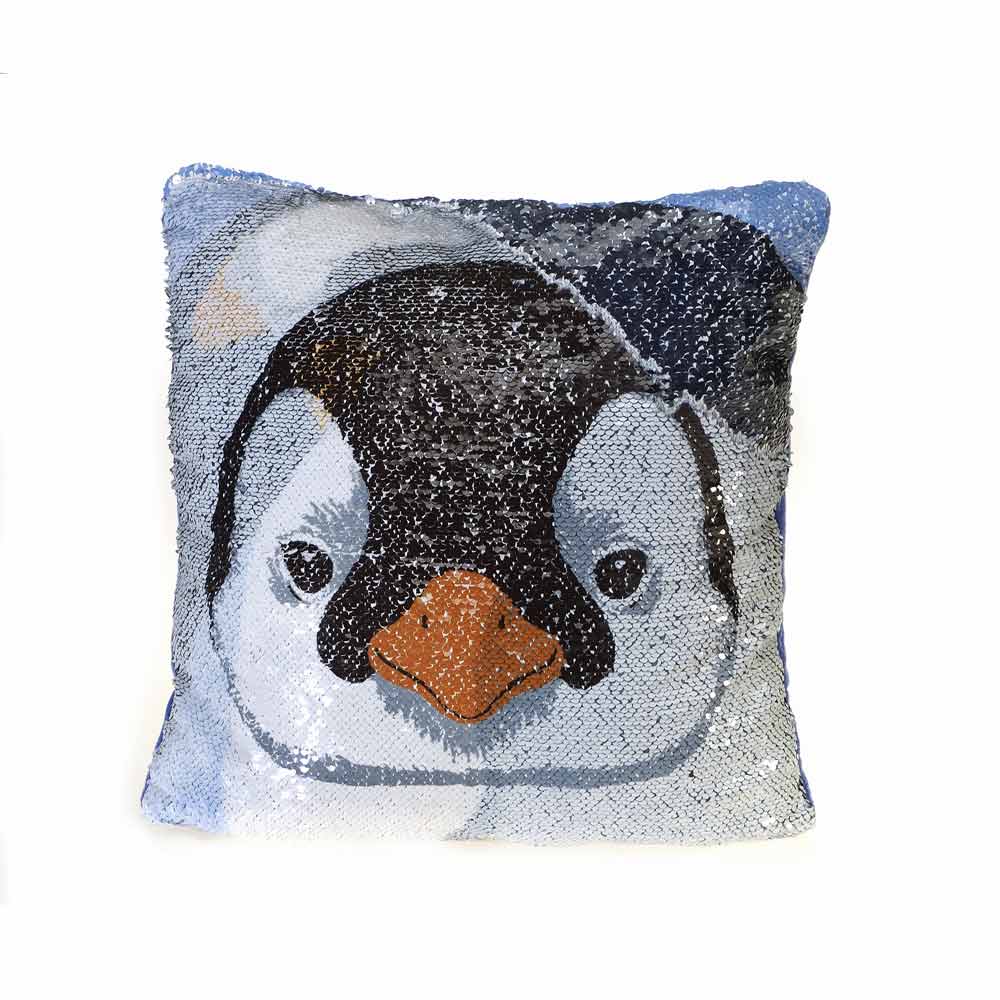 12" Sequin Pillow - Penguin