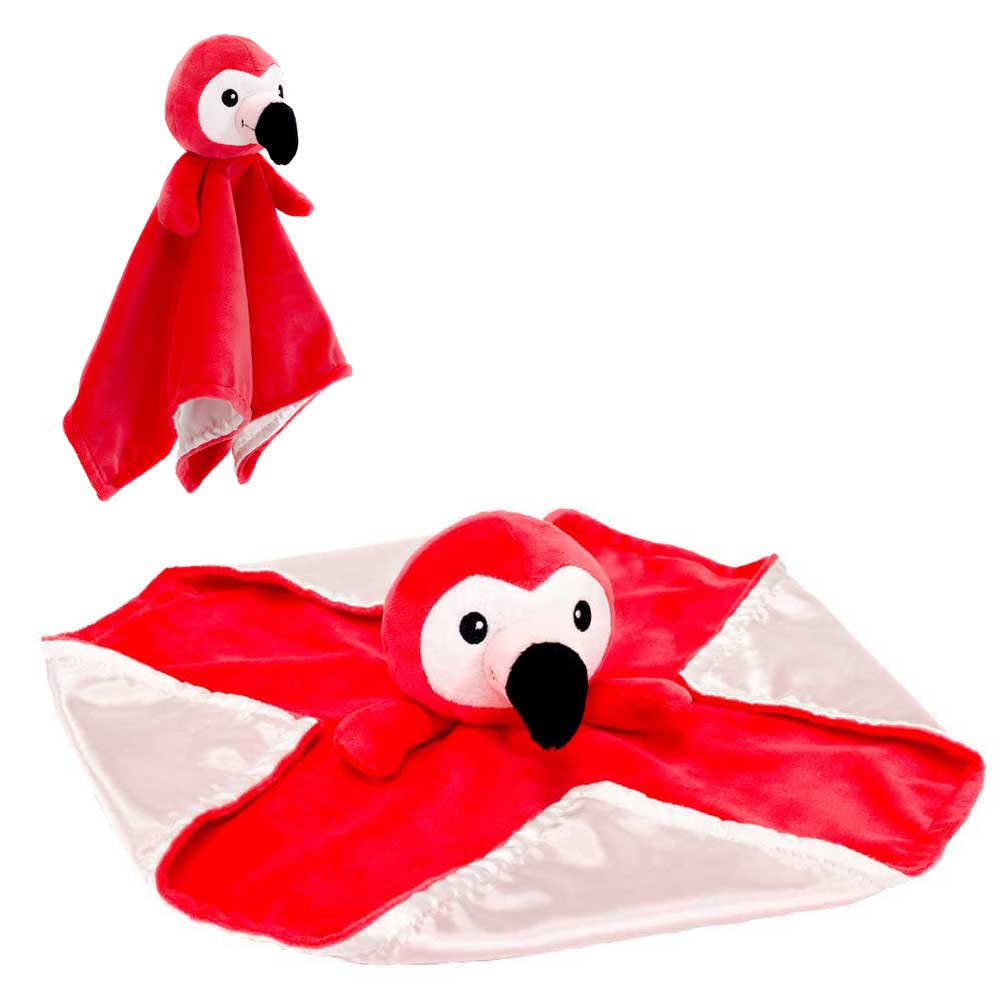 3.25IN X 13.5IN X 13.5IN FLAMINGO BLANKIE WITH RATTLE